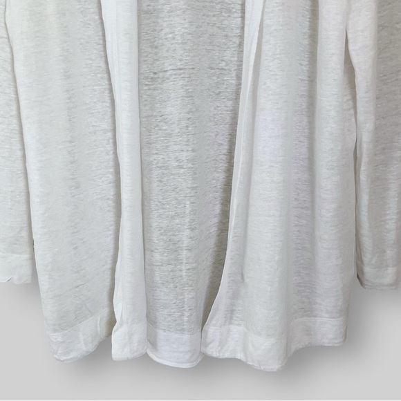 Tahari Linen Hooded Cardigan Sz 2X White Semi Sheer Coastal Resortwear Vacation - Picture 4 of 11